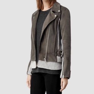 AllSaints Axel Suede and Knit Moto Jacket